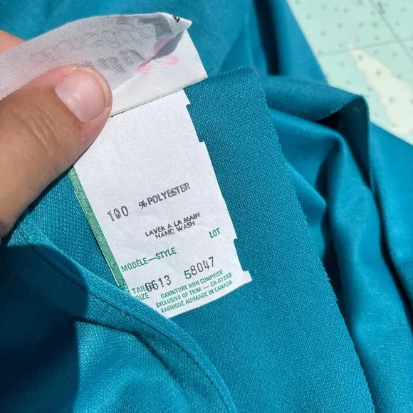 Vintage Teal Belted Button Back Dress - Picture 8 of 8